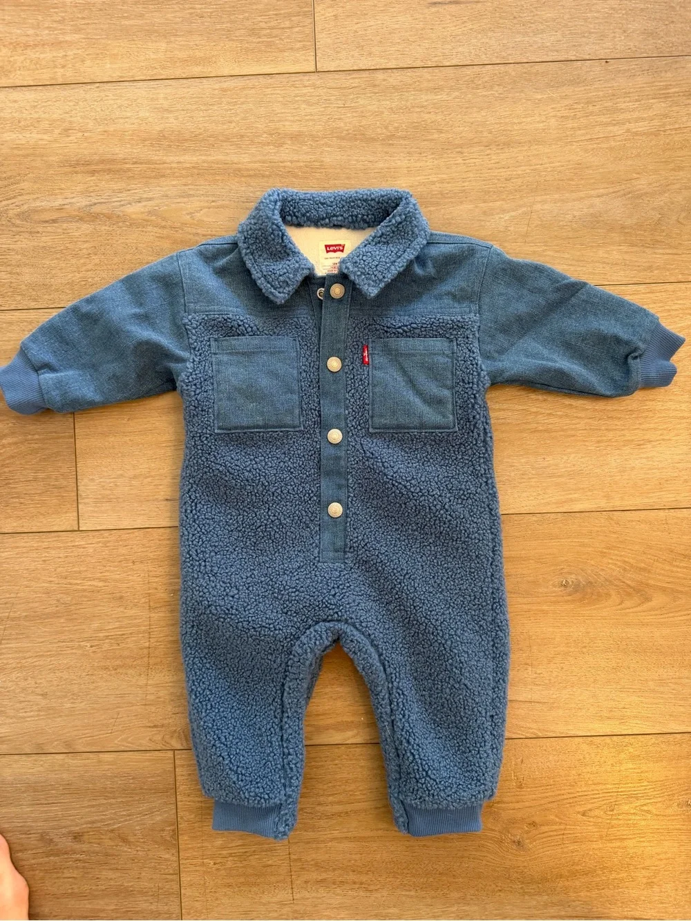 Levi's Blue Sherpa One-Piece Footie